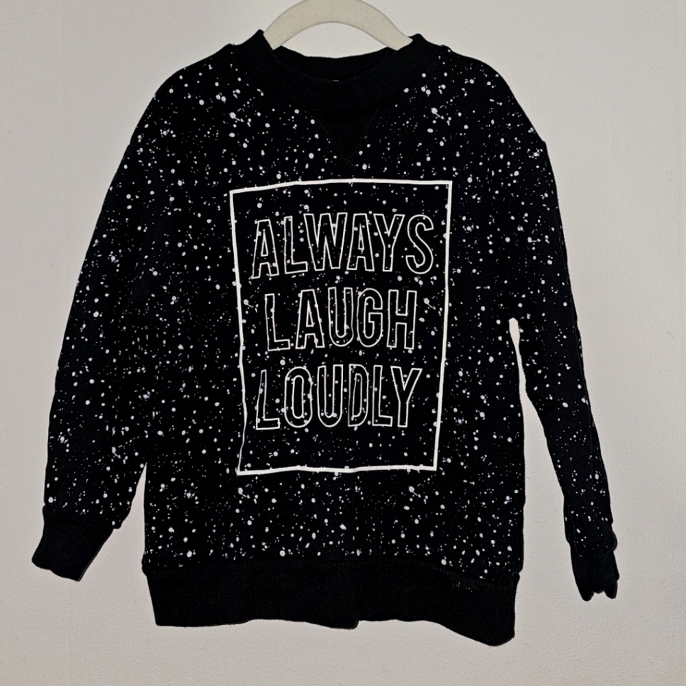 GUC | 4–6Y | H&M | Black “Always Laugh Loudly” Graphic Sweatshirt